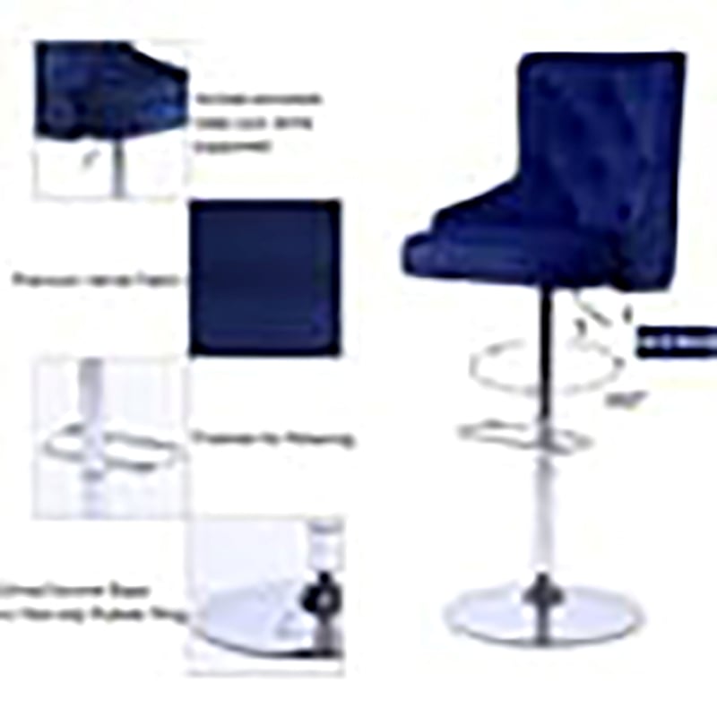 Pemberly Row Adjustable Modern Velvet Swivel Bar Stool in Navy (Set of 4)