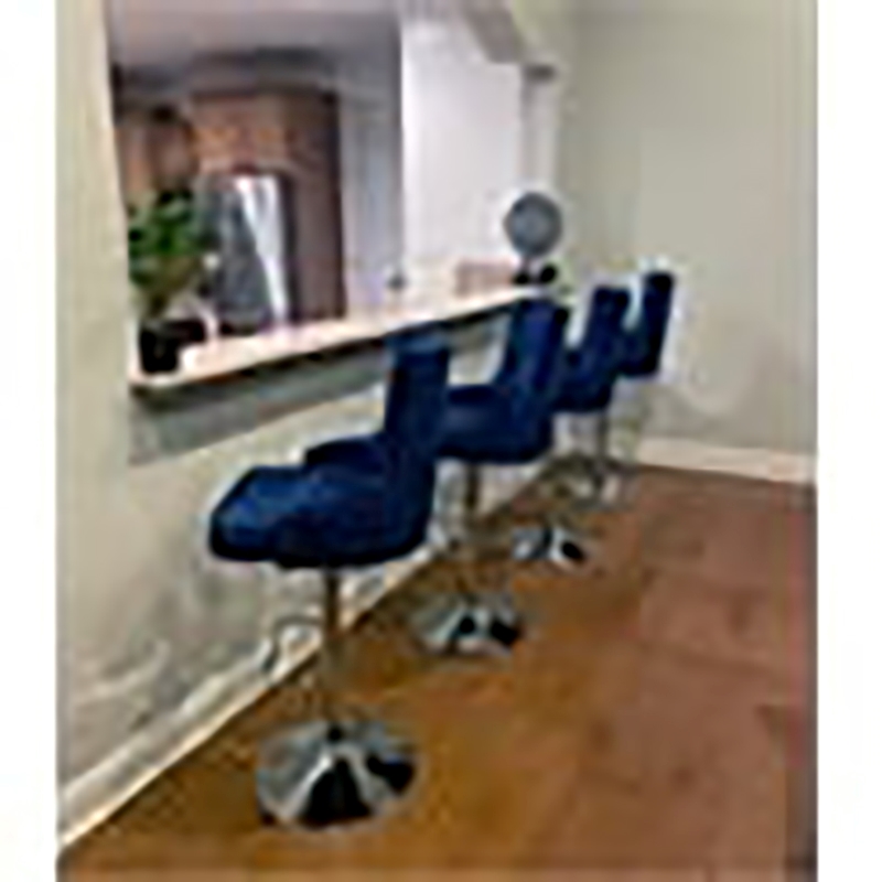 Pemberly Row Adjustable Modern Velvet Swivel Bar Stool in Navy (Set of 4)