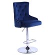 Pemberly Row Adjustable Modern Velvet Swivel Bar Stool in Navy (Set of 4)