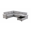 Pemberly Row-Modern Slepper Sofa with chase in Light Gray fabric with nail trim