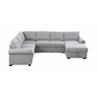 Pemberly Row-Modern Slepper Sofa with chase in Light Gray fabric with nail trim