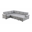 Pemberly Row-Modern Slepper Sofa with chase in Light Gray fabric with nail trim
