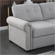 Pemberly Row-Modern Slepper Sofa with chase in Light Gray fabric with nail trim