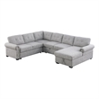 Pemberly Row-Modern Slepper Sofa with chase in Light Gray fabric with nail trim