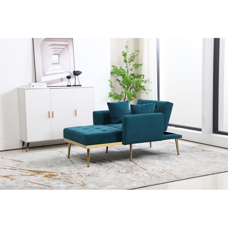 Pemberly Row Adjustable Mid-Century Velvet Chair & Ottoman in Jasper Green
