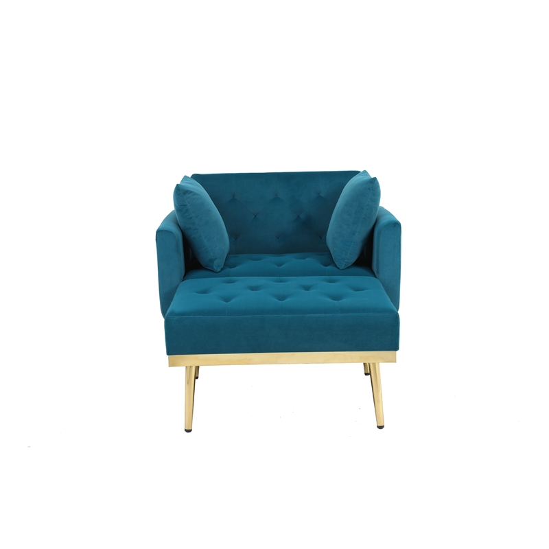 Pemberly Row Adjustable Mid-Century Velvet Chair & Ottoman in Jasper Green
