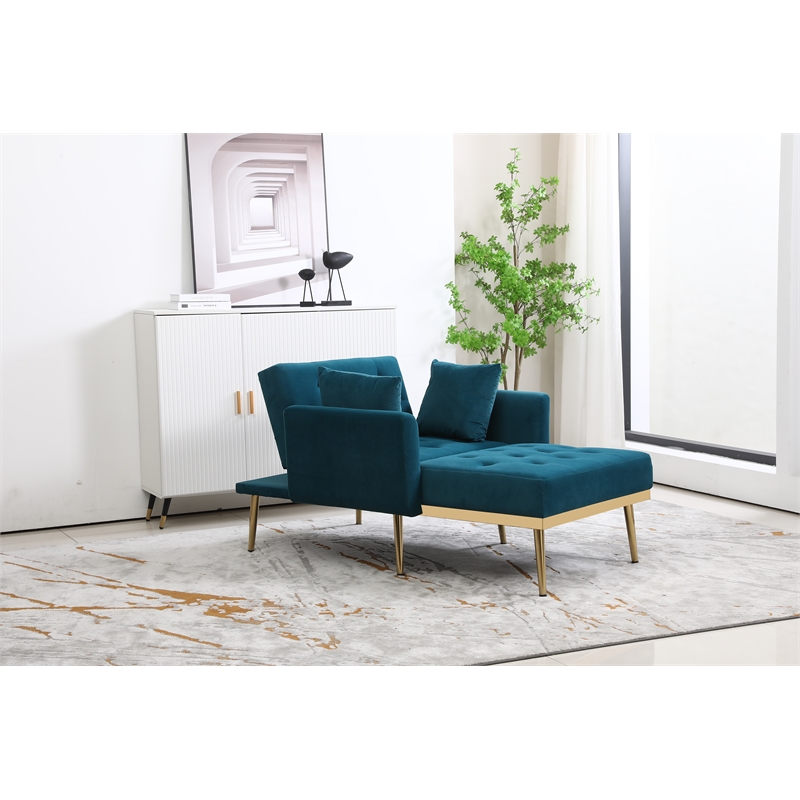 Pemberly Row Adjustable Mid-Century Velvet Chair & Ottoman in Jasper Green