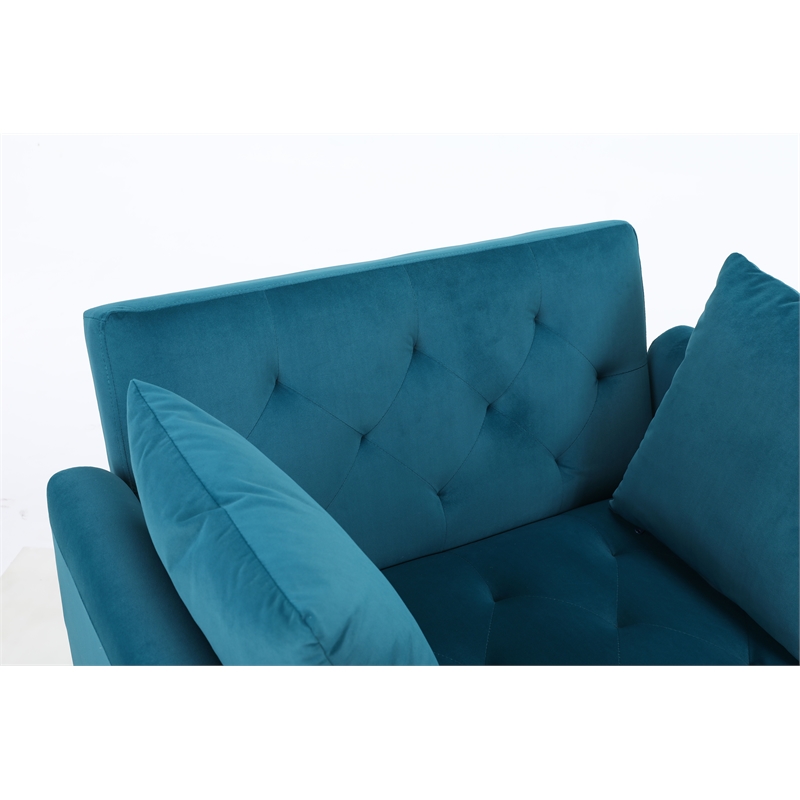 Pemberly Row Adjustable Mid-Century Velvet Chair & Ottoman in Jasper Green