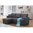 Pemberly Row 3-Seat Fabric Sleeper Sectional Sofa with Storage in Dark Gray