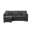 Pemberly Row 3-Seat Fabric Sleeper Sectional Sofa with Storage in Dark Gray