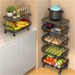 Pemberly Row 5-Tier Metal Utility Carts w/ Lockable Casters & Flat Top in Black