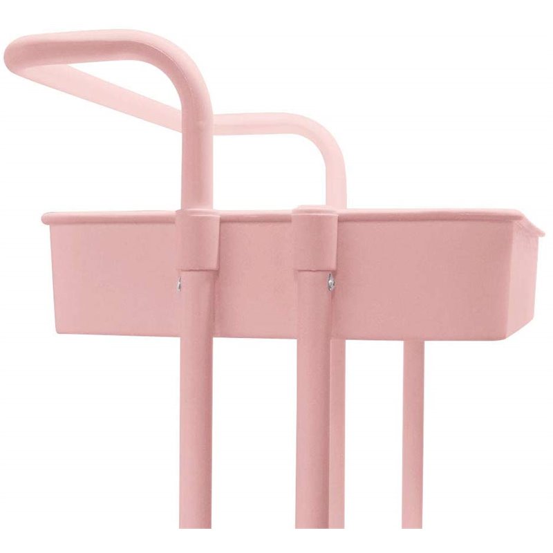 Pemberly Row 4-Tier Plastic Storage Rolling Cart with Slim Shelves in Pink