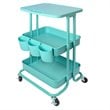 Pemberly Row 2-Tier Table Top Plastic Storage Trolley Rolling Cart in Blue