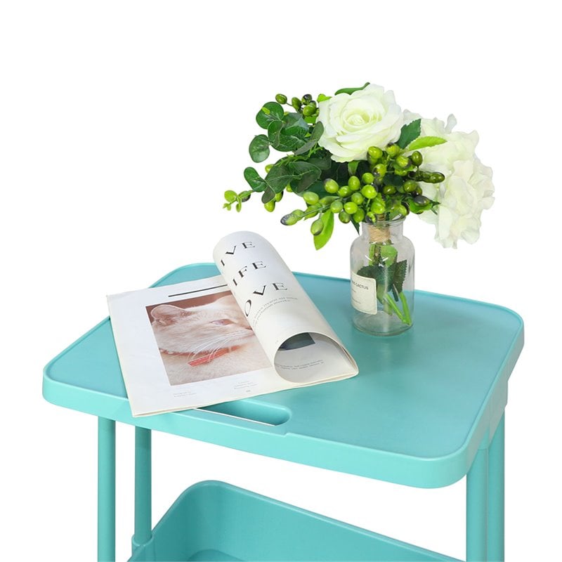 Pemberly Row 2-Tier Table Top Plastic Storage Trolley Rolling Cart in Blue