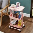 Pemberly Row 2-Tier Table Top Plastic Storage Trolley Rolling Cart in Pink