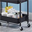Pemberly Row 3-Tier Metal Storage Utility Rolling Cart with Foldable in Black