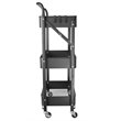 Pemberly Row 3-Tier Metal Storage Utility Rolling Cart with Foldable in Black
