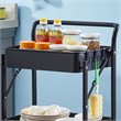 Pemberly Row 3-Tier Metal Storage Utility Rolling Cart with Foldable in Black
