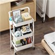Pemberly Row 3-Tier Metal Storage Utility Rolling Cart with Foldable in White