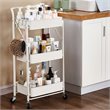 Pemberly Row 3-Tier Metal Storage Utility Rolling Cart with Foldable in White