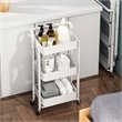 Pemberly Row 3-Tier Metal Storage Utility Rolling Cart with Foldable in White