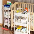 Pemberly Row 3-Tier Metal Storage Utility Rolling Cart with Foldable in White