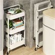Pemberly Row 3-Tier Metal Storage Utility Rolling Cart with Foldable in White