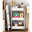Pemberly Row 3-Tier Metal Storage Utility Rolling Cart with Foldable in White