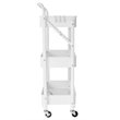 Pemberly Row 3-Tier Metal Storage Utility Rolling Cart with Foldable in White