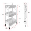 Pemberly Row 3-Tier Metal Storage Utility Rolling Cart with Foldable in White