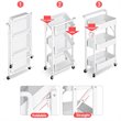 Pemberly Row 3-Tier Metal Storage Utility Rolling Cart with Foldable in White
