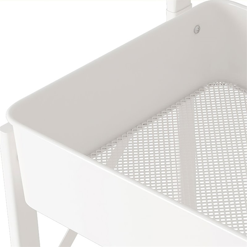 Pemberly Row 3-Tier Metal Storage Utility Rolling Cart with Foldable in White