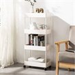 Pemberly Row 4-Tier Plastic Storage Rolling Cart with Slim Shelves in White
