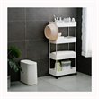 Pemberly Row 4-Tier Plastic Storage Rolling Cart with Slim Shelves in White
