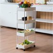 Pemberly Row 4-Tier Plastic Storage Rolling Cart with Slim Shelves in White