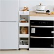 Pemberly Row 4-Tier Plastic Storage Rolling Cart with Slim Shelves in White