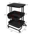 Pemberly Row 2-Tier Table Top Plastic Storage Trolley Rolling Cart in Black