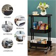 Pemberly Row 2-Tier Table Top Plastic Storage Trolley Rolling Cart in Black