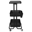 Pemberly Row 2-Tier Table Top Plastic Storage Trolley Rolling Cart in Black