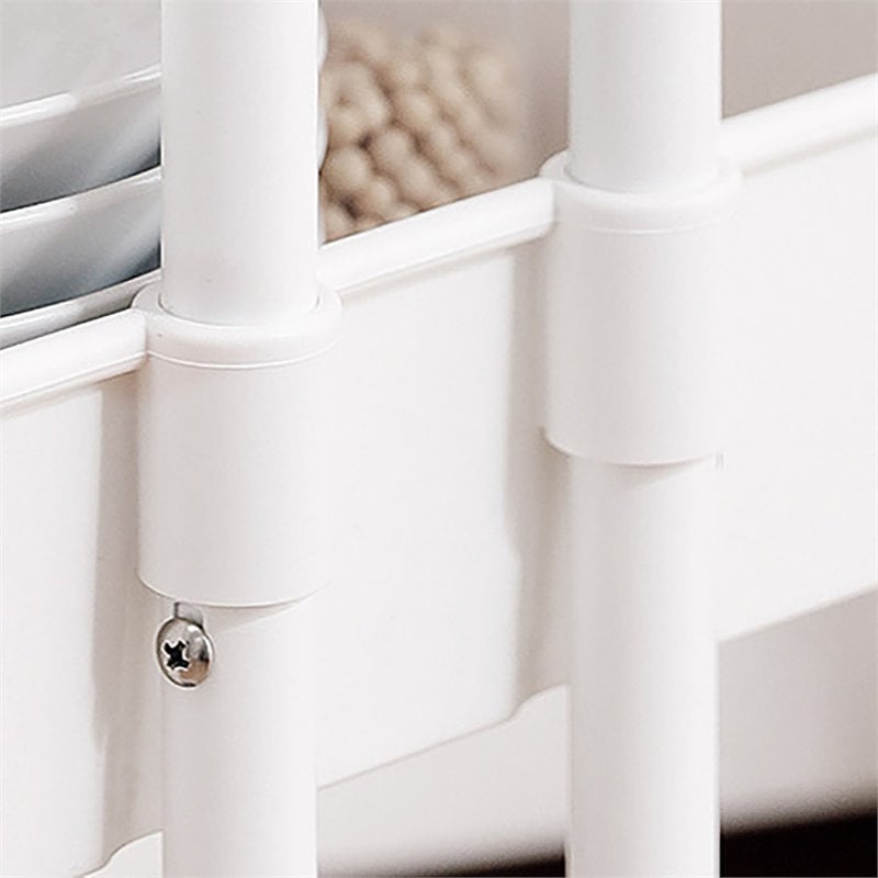 Pemberly Row 2-Tier Table Top Plastic Storage Trolley Rolling Cart in White