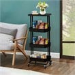 Pemberly Row 3-Tier Table Top Plastic Storage Trolley Rolling Cart in Black