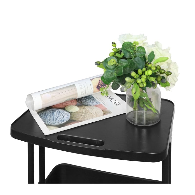 Pemberly Row 3-Tier Table Top Plastic Storage Trolley Rolling Cart in Black