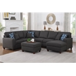 Pemberly Row 7-Piece Upholstered Modern Fabric Sectional in Dark Gray