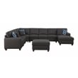Pemberly Row 8-Piece Upholstered Modern Fabric Sectional in Dark Gray