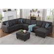 Pemberly Row 8-Piece Upholstered Modern Fabric Sectional in Dark Gray