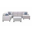 Pemberly Row 7-Piece Upholstered Modern Fabric Sectional in Light Gray