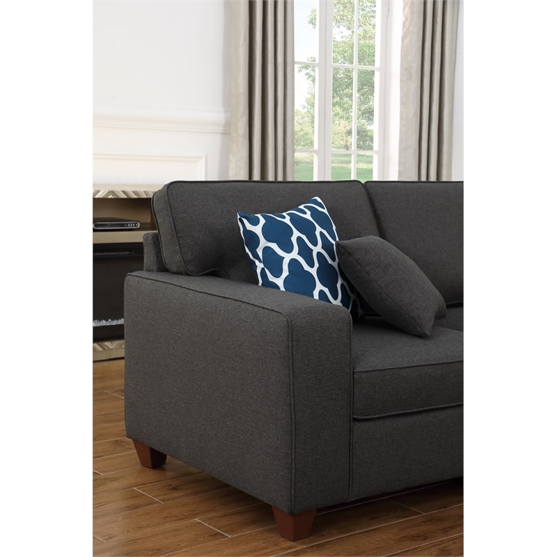 Pemberly Row 8-Piece Upholstered Fabric Sectional with Ottoman in Gray