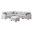 Pemberly Row 7-Piece Upholstered Fabric Sectional with Ottoman in Light Gray