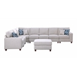 Pemberly Row 8-Piece Upholstered Fabric Sectional with Ottoman in Light Gray