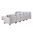 Pemberly Row 8-Piece Upholstered Fabric Sectional with Ottoman in Light Gray